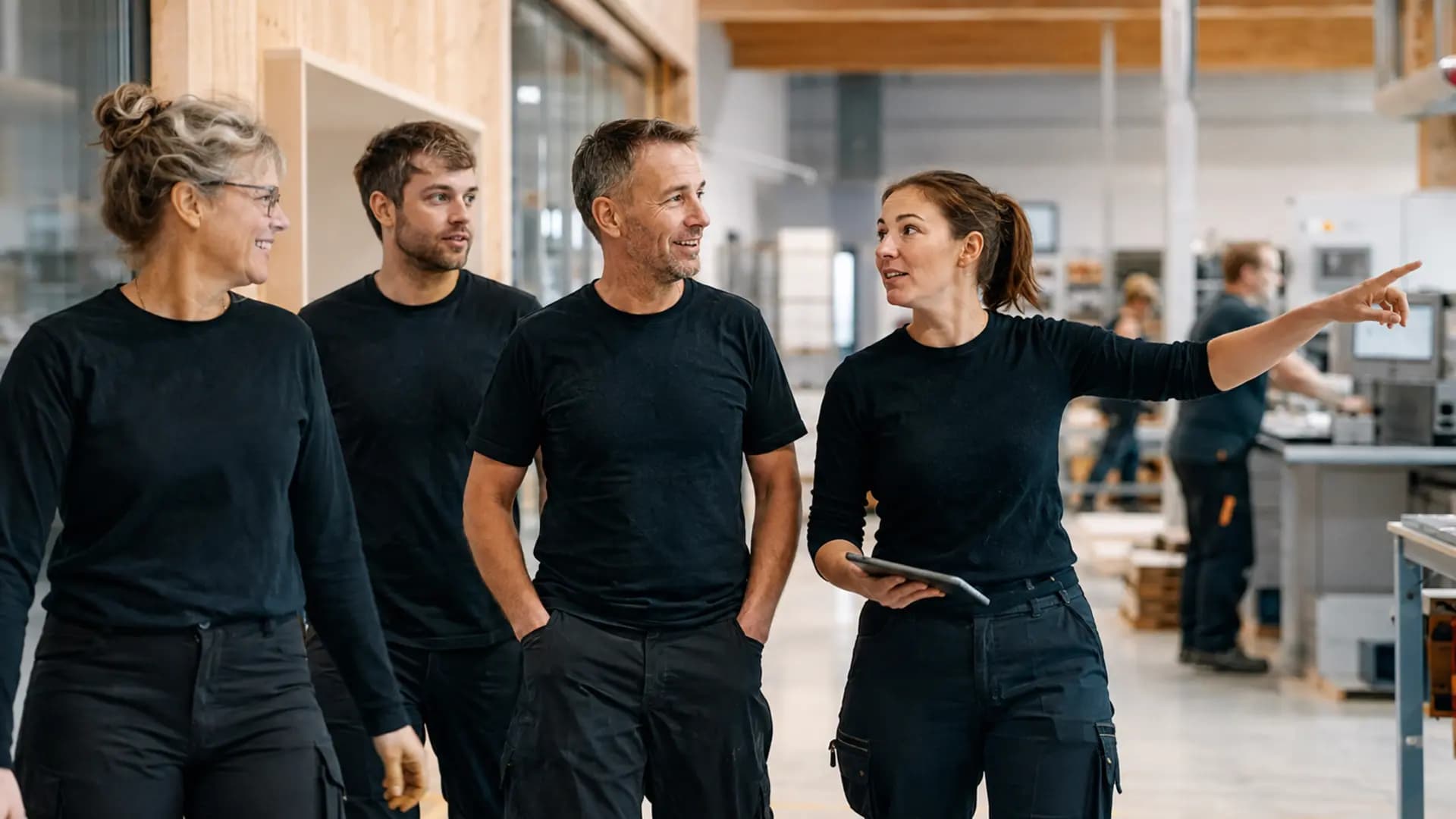 Et projektteam drøfter en kompleks leverance i praksis
